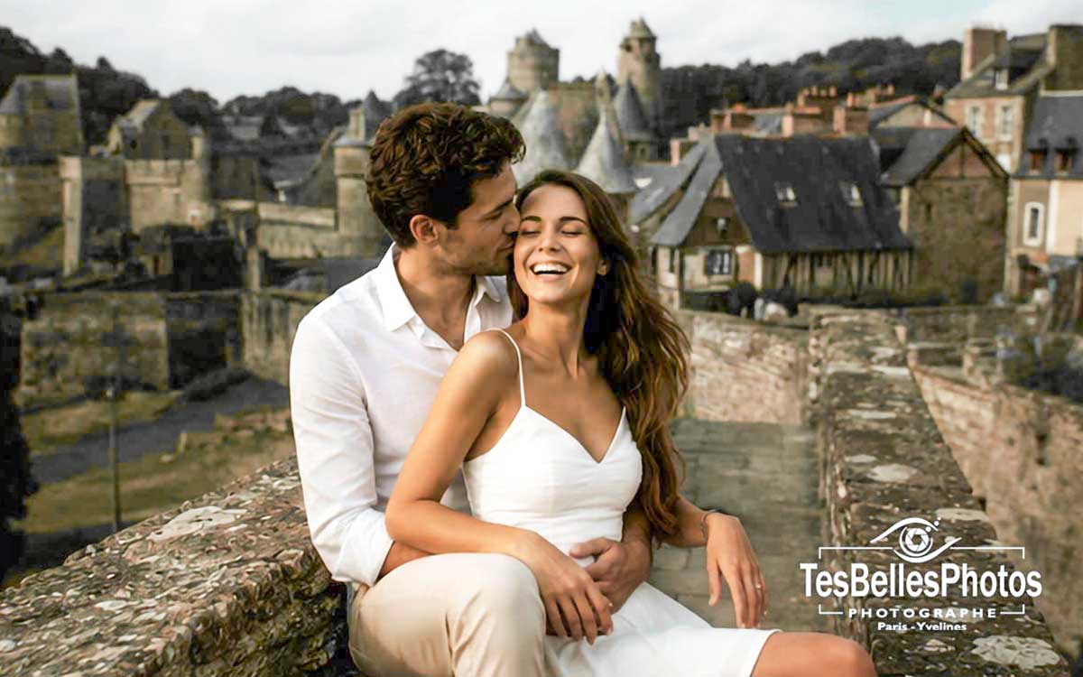 Séance photo couple à Fougères dans la cité médiévale