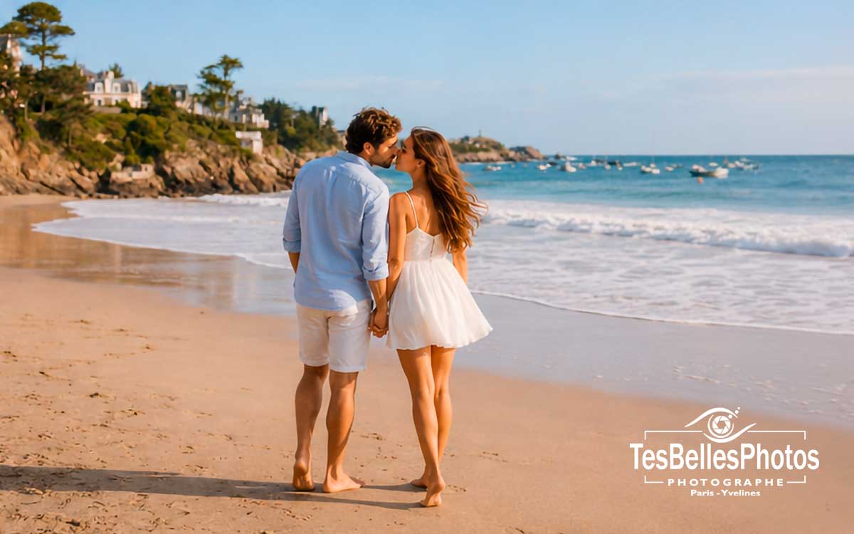 Photographe couple Saint-Lunaire – séance lifestyle sur la plage
