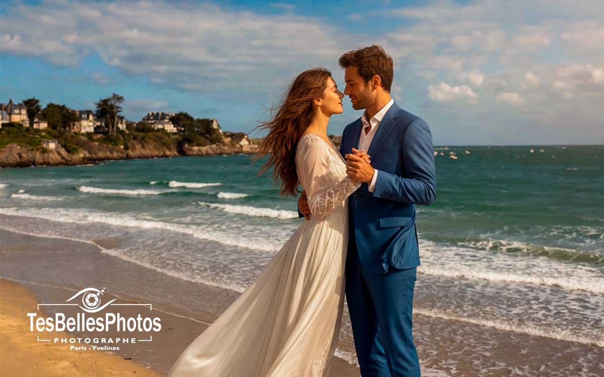 Photographe couple Saint-Lunaire – séance pre-wedding en bord de mer