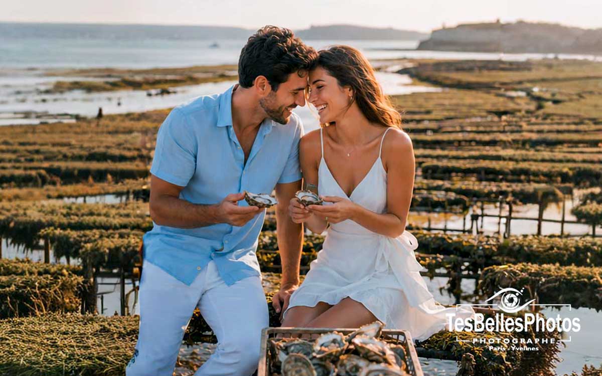 Photographe couple à Cancale – séance fiançailles naturelle