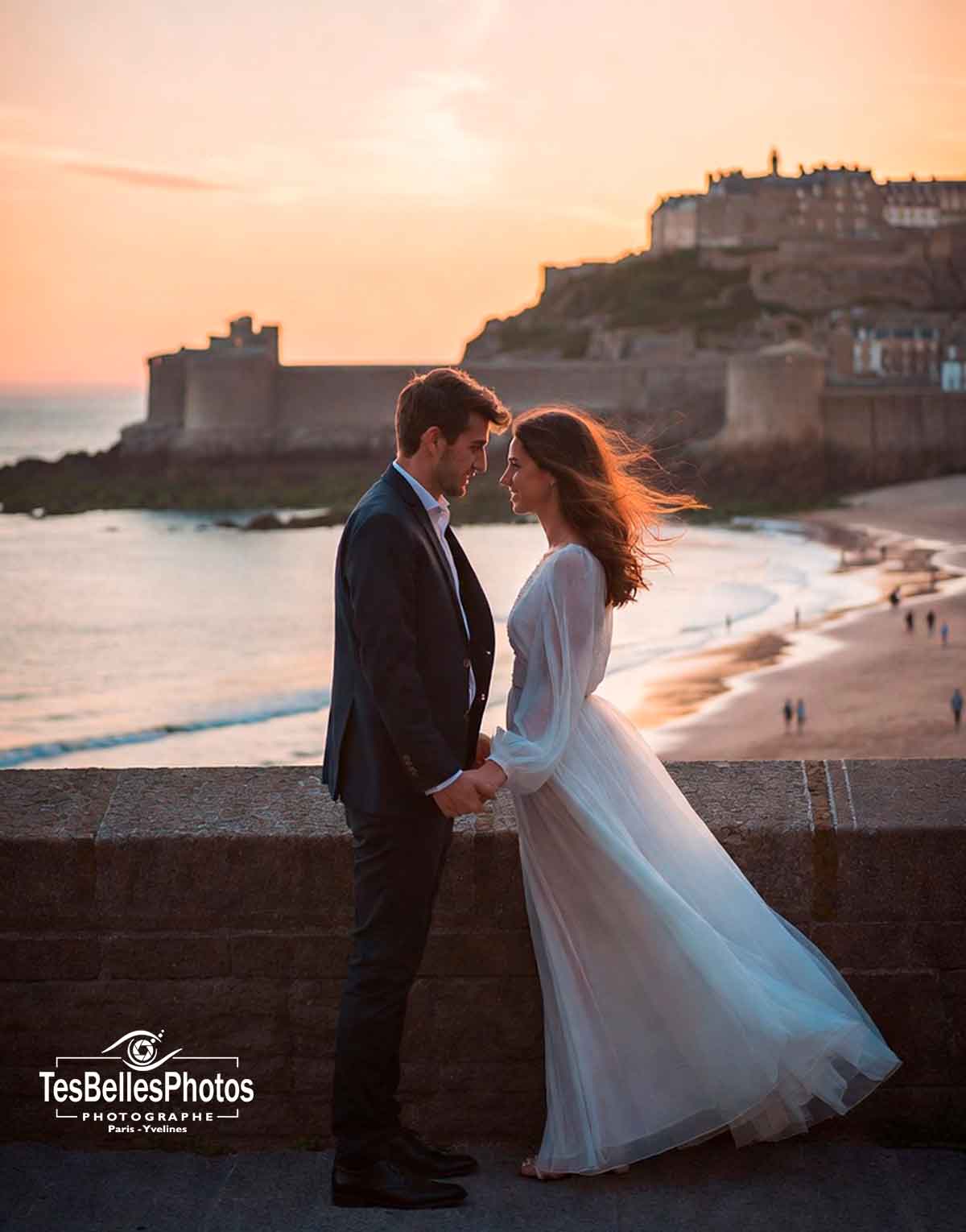 Photographe couple Saint-Malo – séance pré‑mariage romantique à Saint-Malo