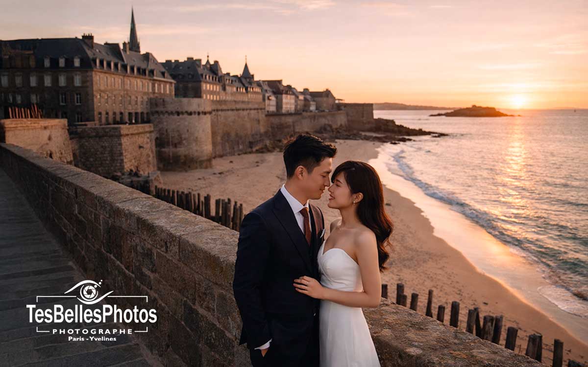 Séance pre-wedding chinois à Saint-Malo – photographe pré‑mariage Saint‑Malo