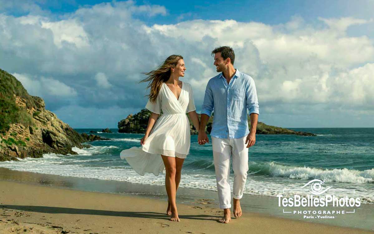Photographe de couple à Cancale – shooting couple lifestyle à Saint-Malo sur la côte d'Émeraude