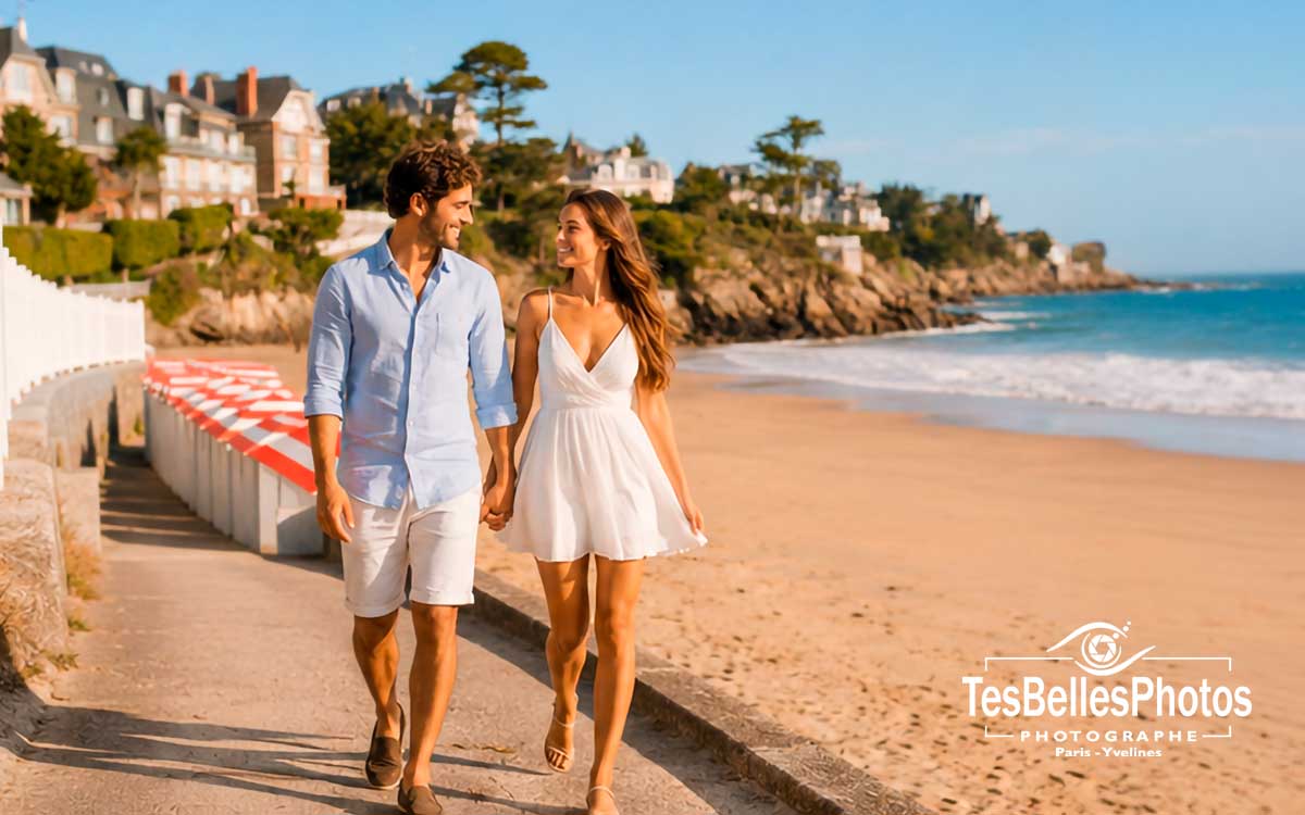 Photographe couple Saint-Lunaire – séance élégante en bord de mer