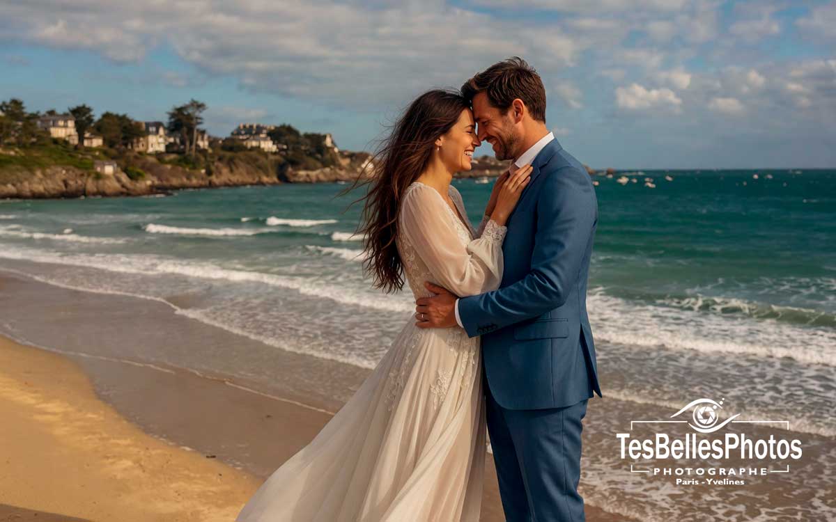 Photographe couple Saint-Lunaire – séance pré-mariage en bord de mer