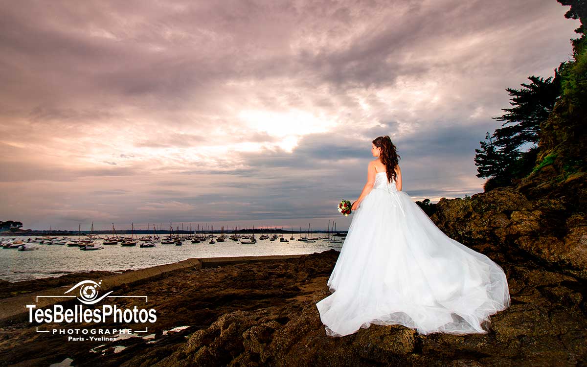 Photographe de couple à Saint-Malo – shooting photo de la mariée à Saint-Briac-sur-Mer dans l'Ille‑et‑Vilaine