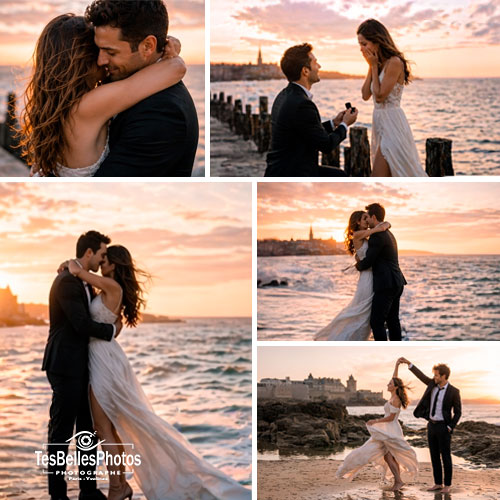 Photographe couple Saint-Malo – séance photo naturelle et romantique sur la plage
